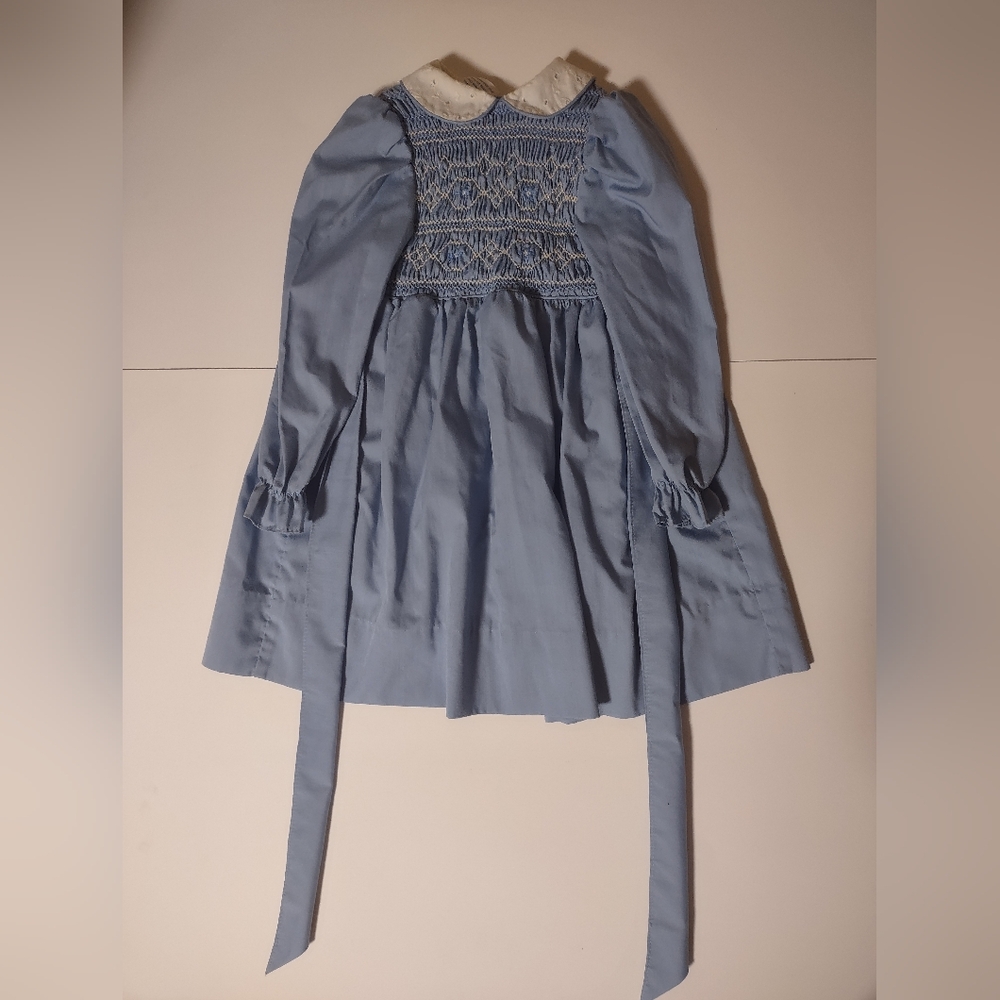 Polly Flinders Hand Smocked Lace trimmed Dress Size Toddler 4 Vintage